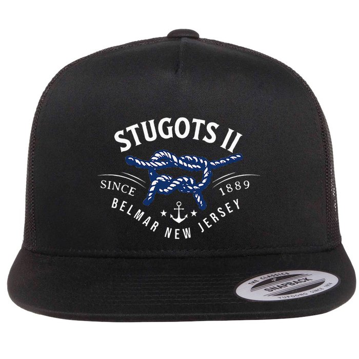 Stugots Belmar Nj Rope Retro Sarcastic Funny Boating Flat Bill Trucker Hat