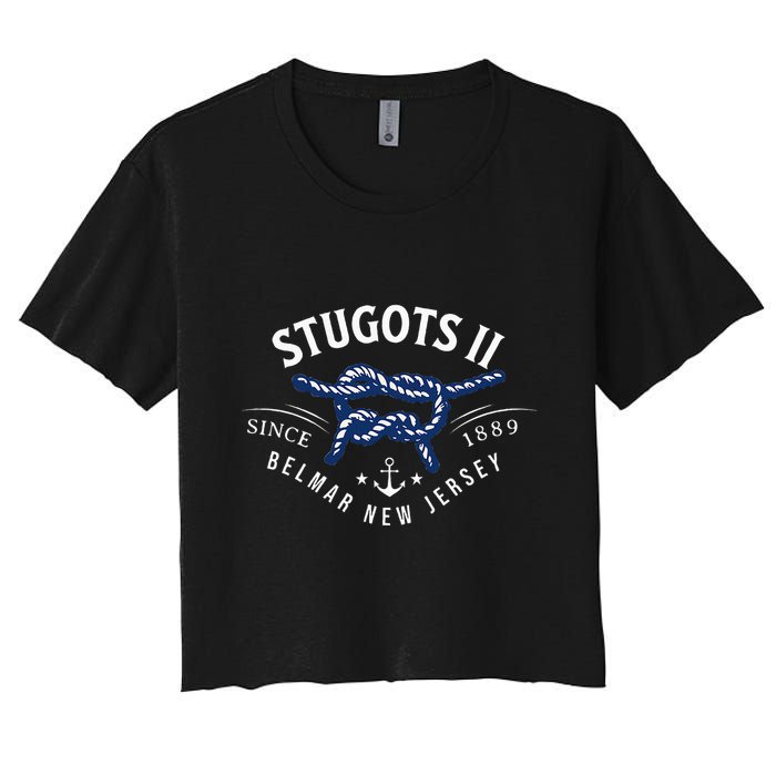 Stugots Belmar Nj Rope Retro Sarcastic Funny Boating Women's Crop Top Tee