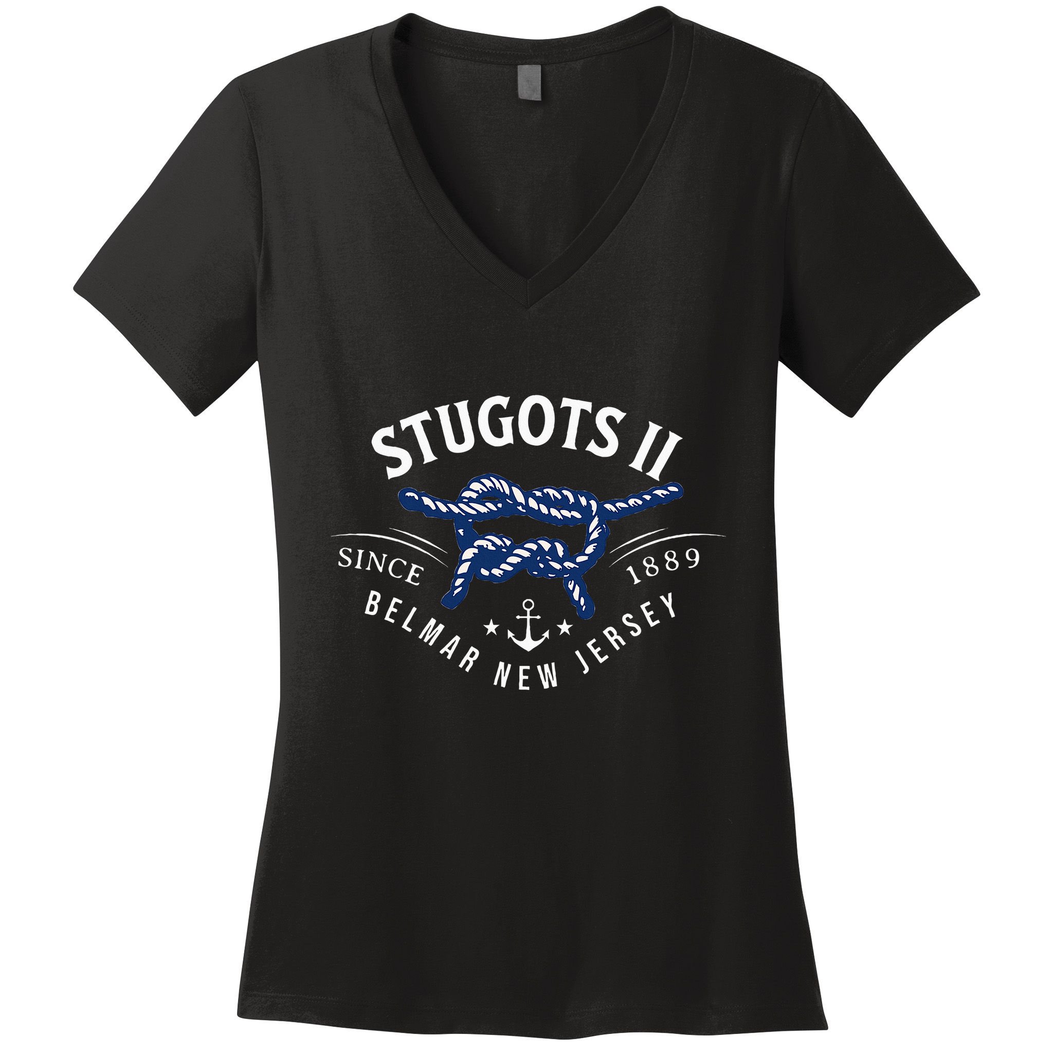 Stugots Belmar Nj Rope Retro Sarcastic Funny Boating Women's V-Neck T-Shirt