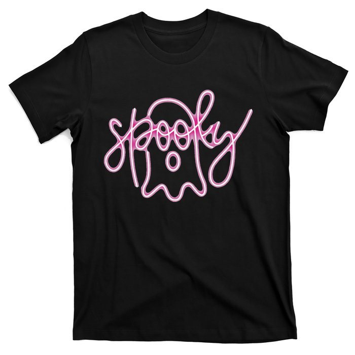 Spooky Boo Neon Halloween Ghost Spooky Season T-Shirt