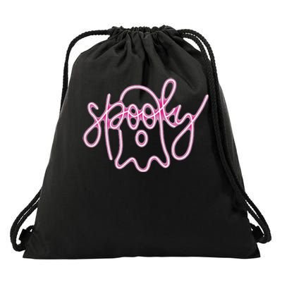 Spooky Boo Neon Halloween Ghost Spooky Season Drawstring Bag