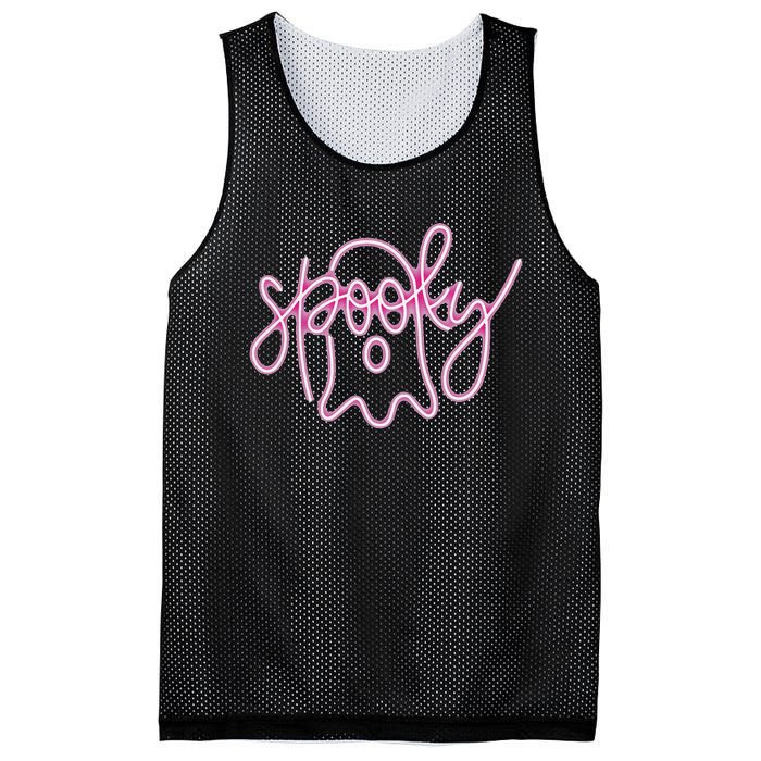 Spooky Boo Neon Halloween Ghost Spooky Season Mesh Reversible Basketball Jersey Tank