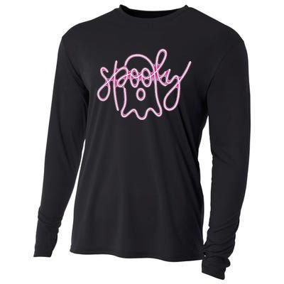 Spooky Boo Neon Halloween Ghost Spooky Season Cooling Performance Long Sleeve Crew