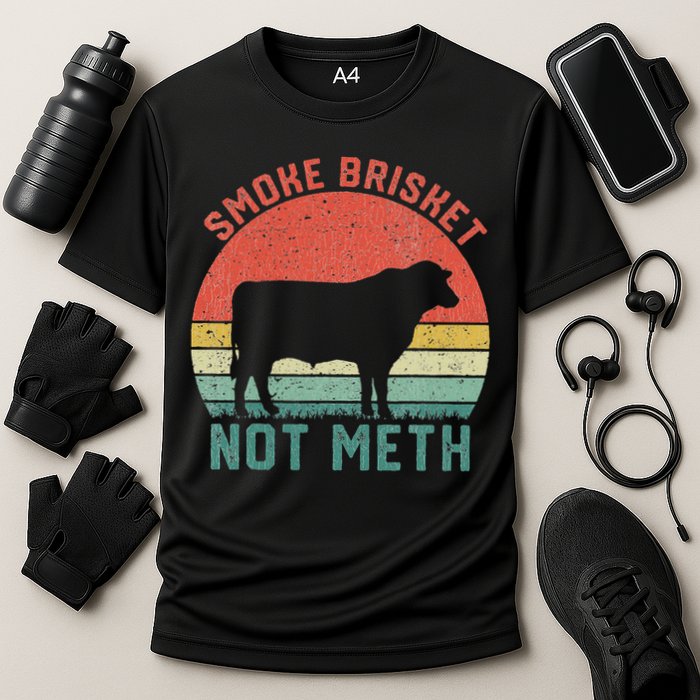 Smoke Brisket, Not Meth Fun Bbq Cooling Performance Crew T-Shirt