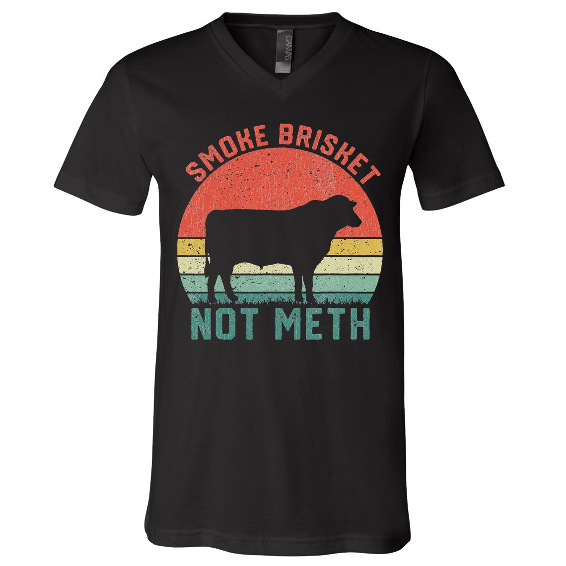 Smoke Brisket, Not Meth Fun Bbq V-Neck T-Shirt