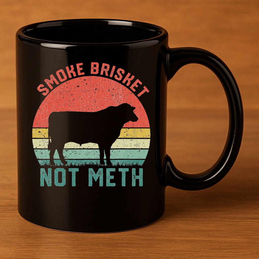 Smoke Brisket, Not Meth Fun Bbq 11oz C Handle Ceramic Mug