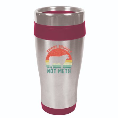 Smoke Brisket, Not Meth Fun Bbq 16oz Travel Tumbler