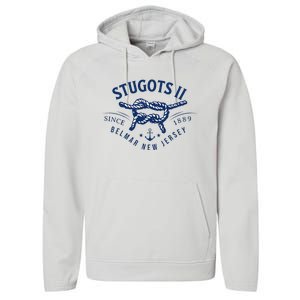 Stugots Belmar Nj Rope Retro Sarcastic Funny Boating Performance Fleece Hoodie