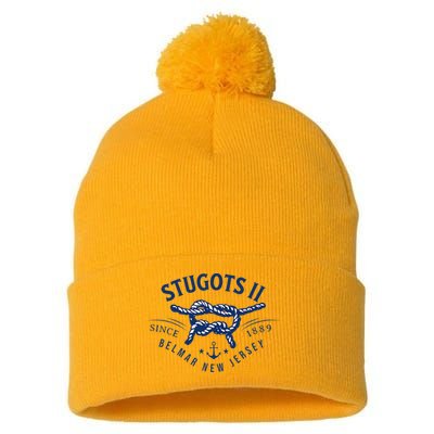Stugots Belmar Nj Rope Retro Sarcastic Funny Boating Pom Pom 12in Knit Beanie