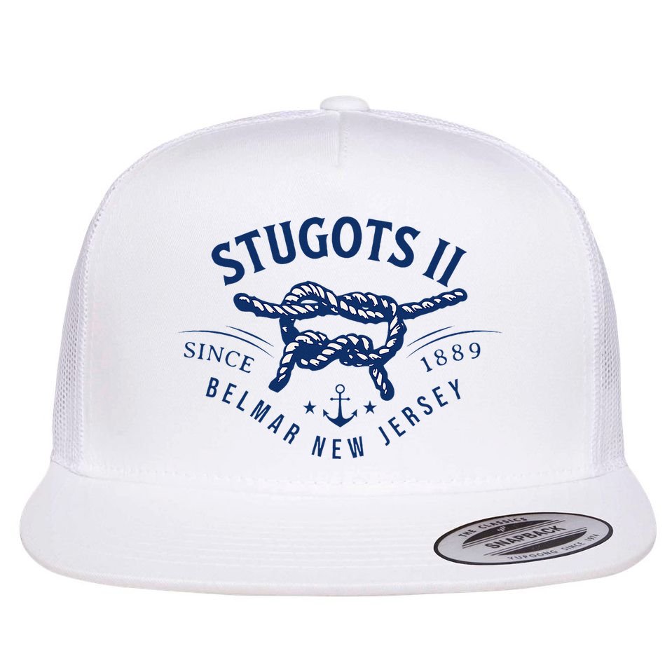 Stugots Belmar Nj Rope Retro Sarcastic Funny Boating Flat Bill Trucker Hat