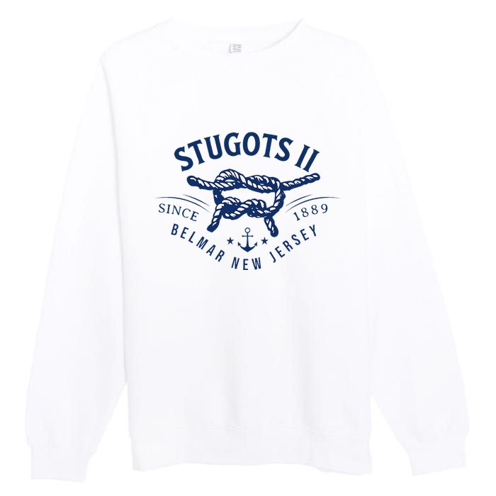 Stugots Belmar Nj Rope Retro Sarcastic Funny Boating Premium Crewneck Sweatshirt