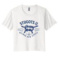 Stugots Belmar Nj Rope Retro Sarcastic Funny Boating Women's Crop Top Tee