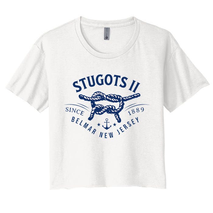 Stugots Belmar Nj Rope Retro Sarcastic Funny Boating Women's Crop Top Tee