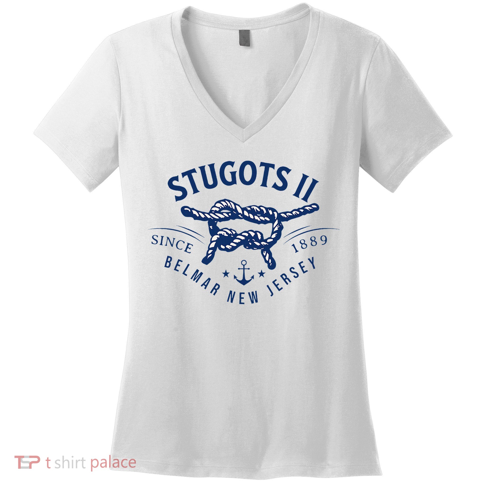 Stugots Belmar Nj Rope Retro Sarcastic Funny Boating Women's V-Neck T-Shirt