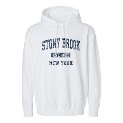 Stony Brook New York Ny Vintage Athletic Garment-Dyed Fleece Hoodie