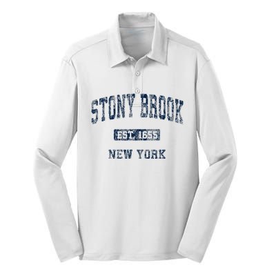 Stony Brook New York Ny Vintage Athletic Silk Touch Performance Long Sleeve Polo