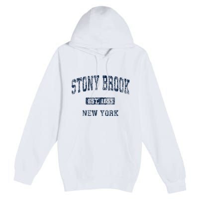 Stony Brook New York Ny Vintage Athletic Premium Pullover Hoodie