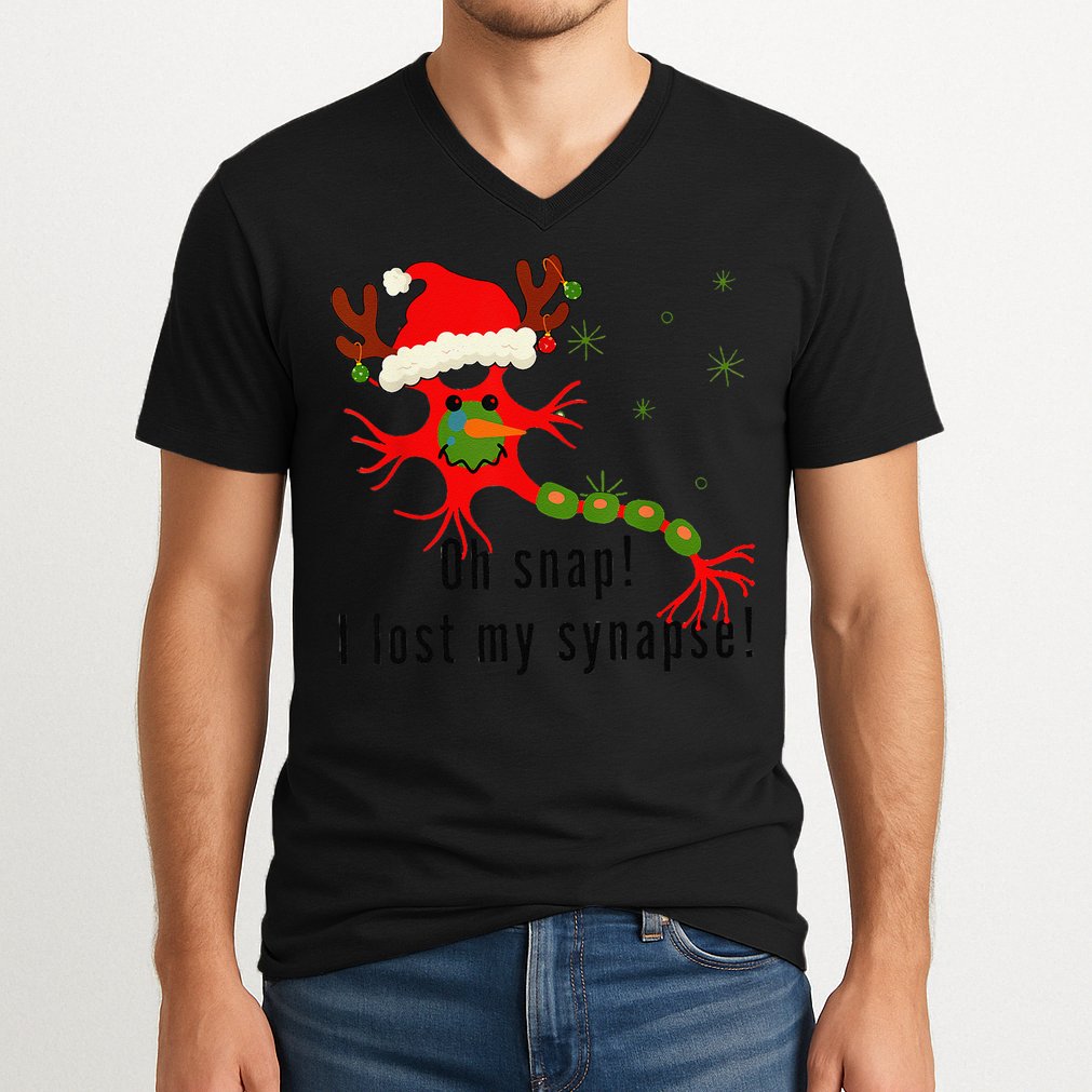 Science Brain Neuron Christmas Neurology Science Teacher V-Neck T-Shirt