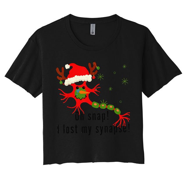 Science Brain Neuron Christmas Neurology Science Teacher Women's Crop Top Tee