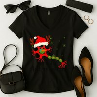 Science Brain Neuron Christmas Neurology Science Teacher Women's V-Neck T-Shirt