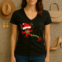 Science Brain Neuron Christmas Neurology Science Teacher Women's V-Neck T-Shirt