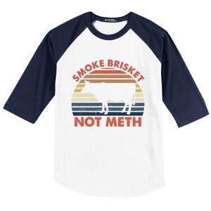 SMOKE BRISKET NOT METH Funny BBQ Barbecue Grill Meat Smoking Baseball Sleeve Shirt