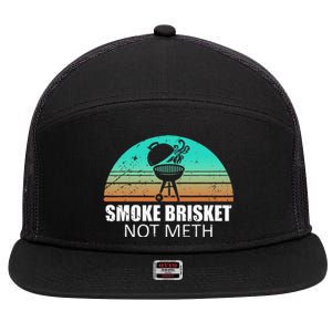 Smoke Brisket Not Mesh Crack Grilling Smoking Father 7 Panel Mesh Trucker Snapback Hat