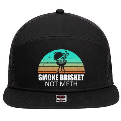 Smoke Brisket Not Mesh Crack Grilling Smoking Father 7 Panel Mesh Trucker Snapback Hat