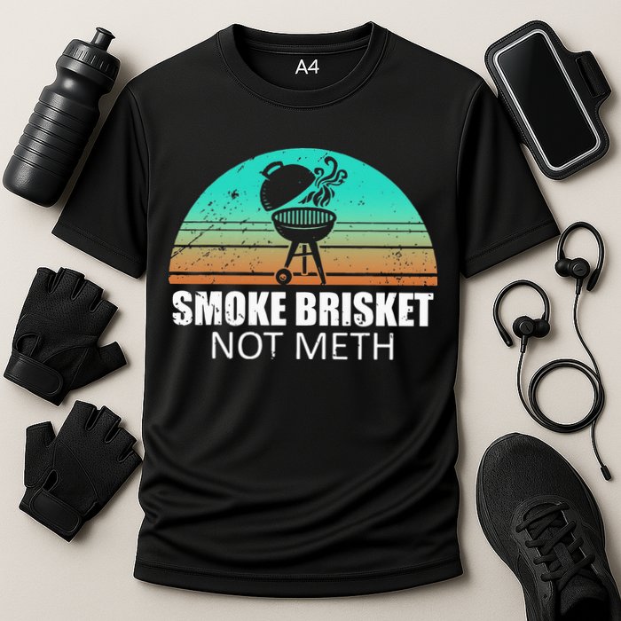 Smoke Brisket Not Mesh Crack Grilling Smoking Father Cooling Performance Crew T-Shirt