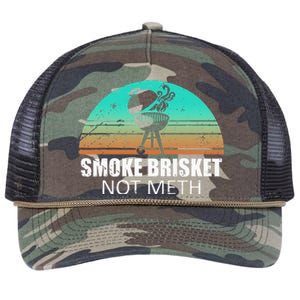 Smoke Brisket Not Mesh Crack Grilling Smoking Father Retro Rope Trucker Hat Cap