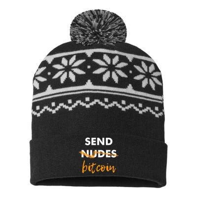 Send Bitcoin Not Nudes Funny Bitcoin USA-Made Snowflake Beanie