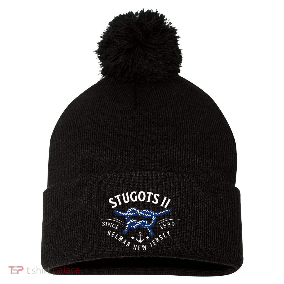 Stugots Belmar Nj Rope Retro Sarcastic Funny Boating Pom Pom 12in Knit Beanie