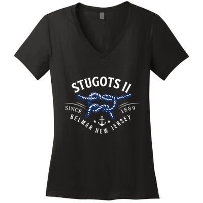 Stugots Belmar Nj Rope Retro Sarcastic Funny Boating Women's V-Neck T-Shirt