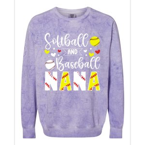 Softball Baseball Nana Grandma Baseball Softball Nana Gift Colorblast Crewneck Sweatshirt