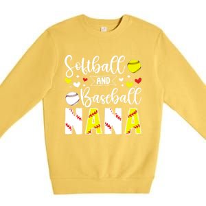 Softball Baseball Nana Grandma Baseball Softball Nana Gift Premium Crewneck Sweatshirt