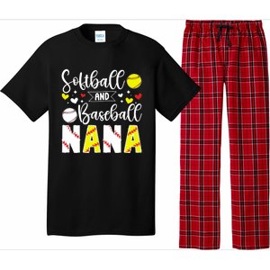 Softball Baseball Nana Grandma Baseball Softball Nana Gift Pajama Set