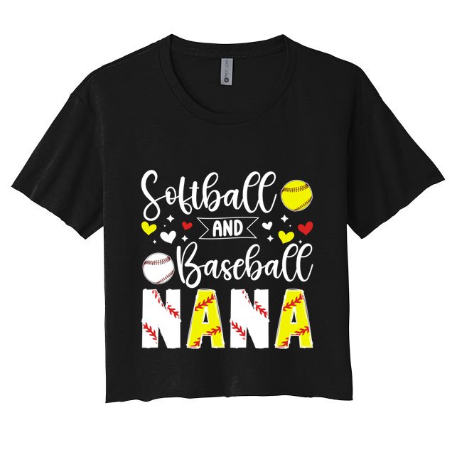 Softball Baseball Nana Grandma Baseball Softball Nana Gift Crop Top