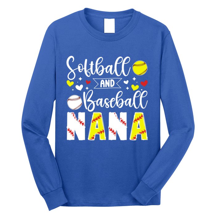 Softball Baseball Nana Grandma Baseball Softball Nana Gift Long Sleeve Shirt