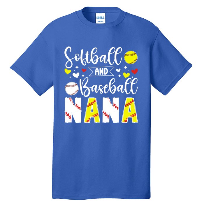 Softball Baseball Nana Grandma Baseball Softball Nana Gift Tall T-Shirt