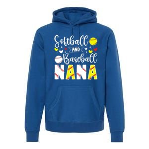 Softball Baseball Nana Grandma Baseball Softball Nana Gift Premium Hoodie