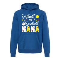 Softball Baseball Nana Grandma Baseball Softball Nana Gift Premium Hoodie