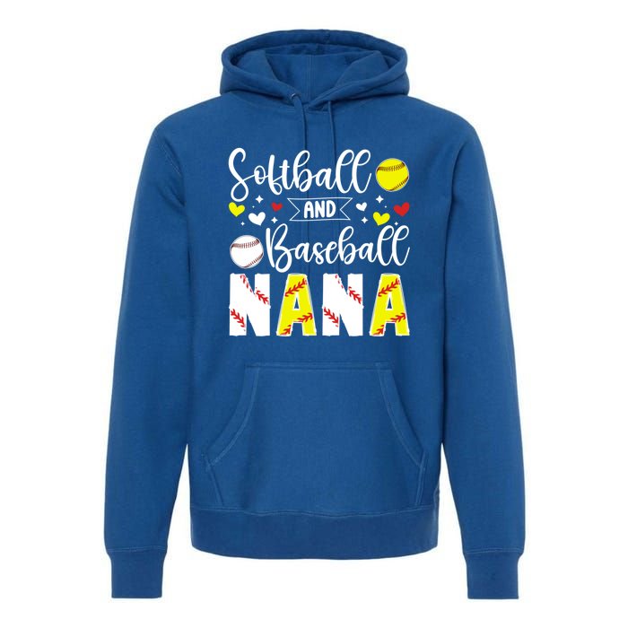 Softball Baseball Nana Grandma Baseball Softball Nana Gift Premium Hoodie