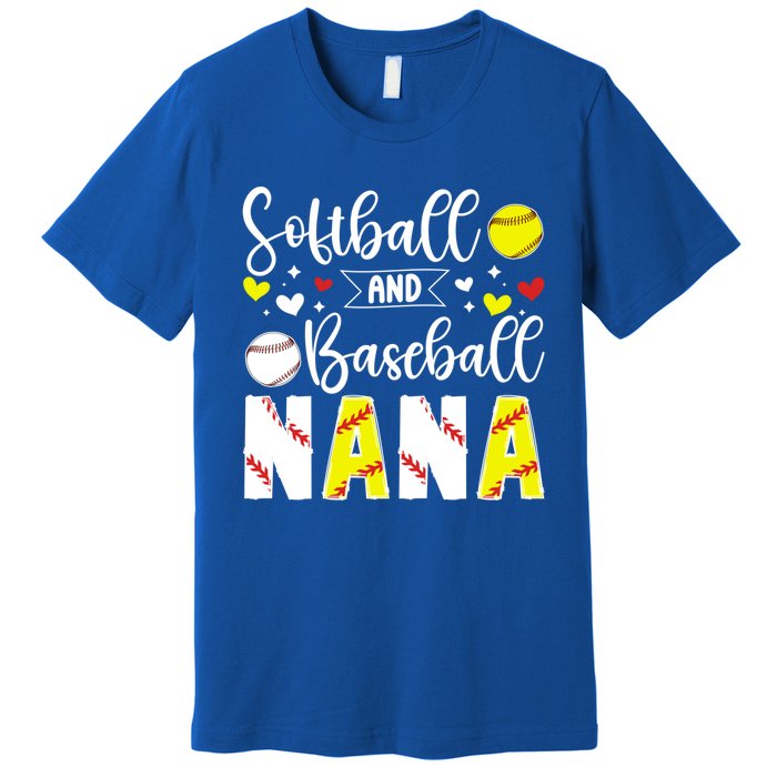 Softball Baseball Nana Grandma Baseball Softball Nana Gift Premium T-Shirt