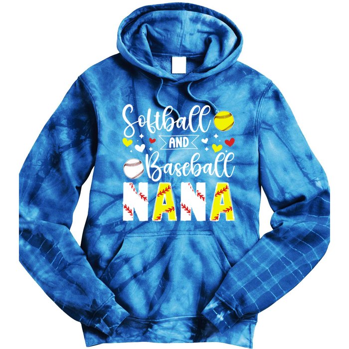 Softball Baseball Nana Grandma Baseball Softball Nana Gift Tie Dye Hoodie