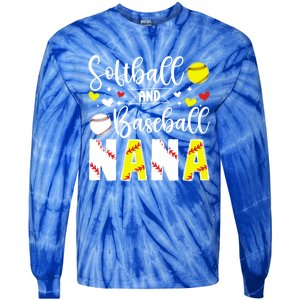 Softball Baseball Nana Grandma Baseball Softball Nana Gift Tie-Dye Long Sleeve Shirt