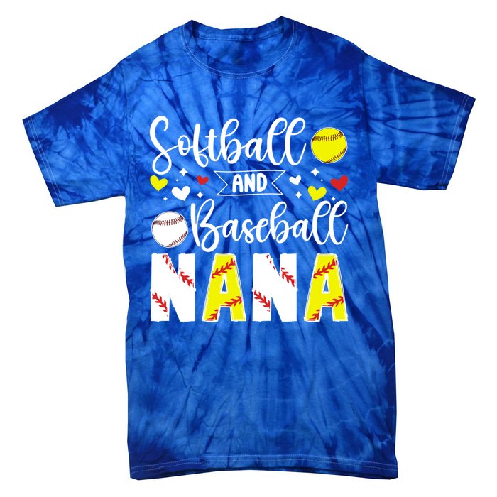 Softball Baseball Nana Grandma Baseball Softball Nana Gift Tie-Dye T-Shirt