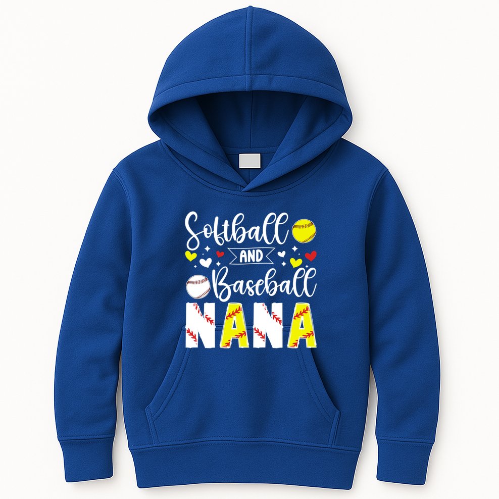 Softball Baseball Nana Grandma Baseball Softball Nana Gift Kids Hoodie