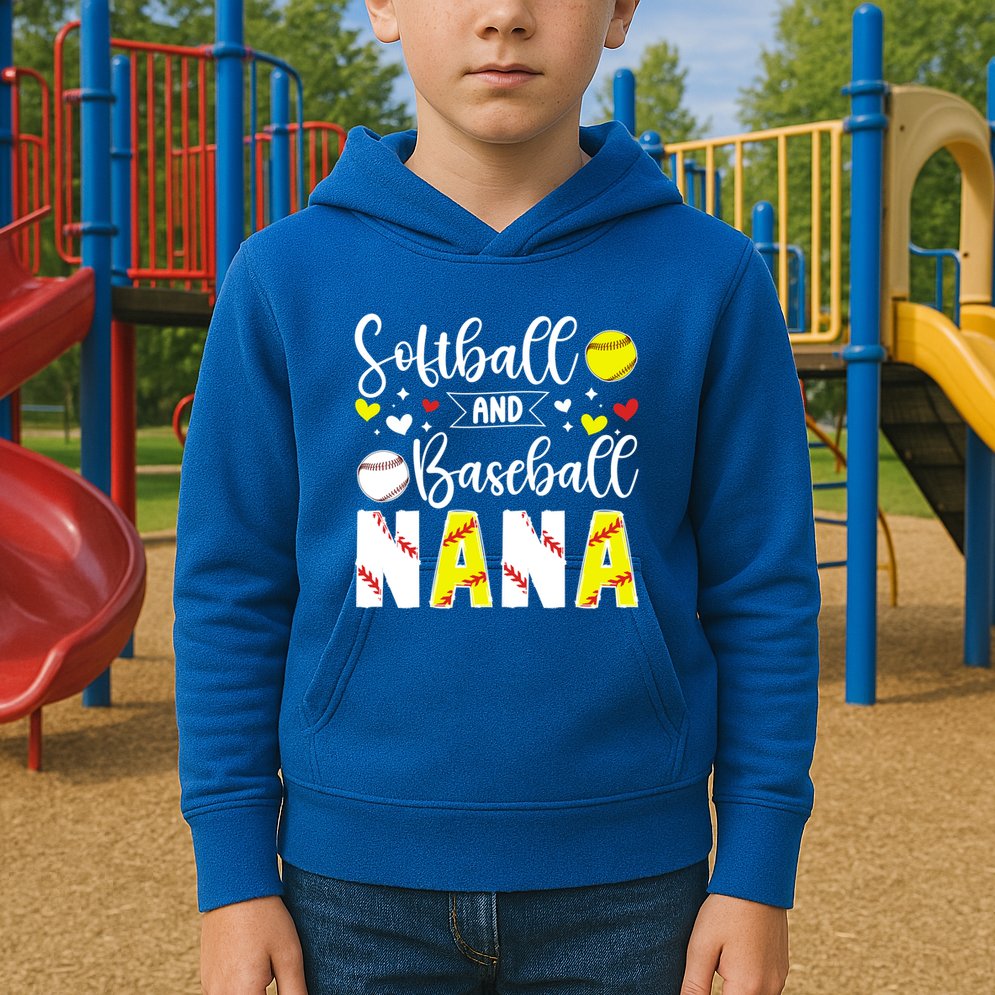 Softball Baseball Nana Grandma Baseball Softball Nana Gift Kids Hoodie