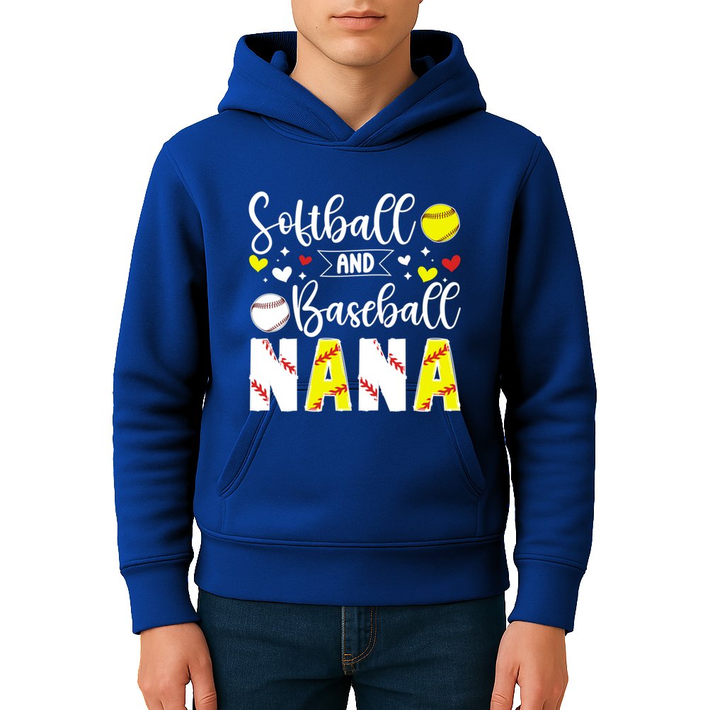 Softball Baseball Nana Grandma Baseball Softball Nana Gift Kids Hoodie