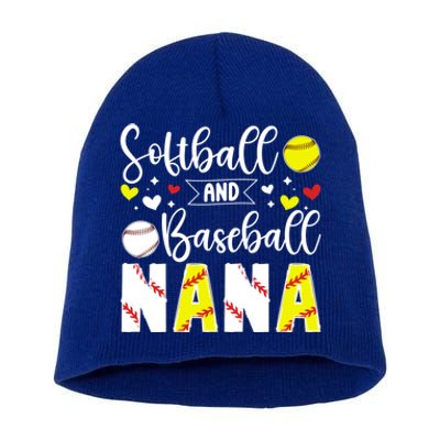 Softball Baseball Nana Grandma Baseball Softball Nana Gift Short Acrylic Beanie